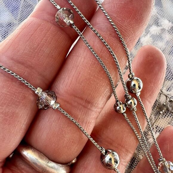 Vintage Multi-strand Silver Ball & Crystal Necklace - Picture 5 of 11
